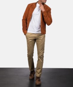 Men's Blain Brown Suede Bomber Jacket