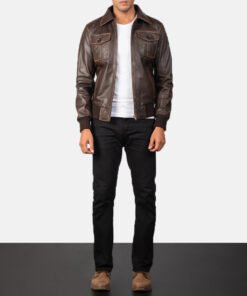 Men's Aaron Brown Leather Bomber Jacket