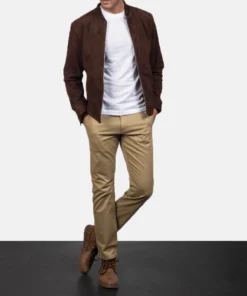 Men's Blain Brown Suede Bomber Jacket