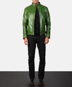 Gatsby Green Leather Biker Jacket