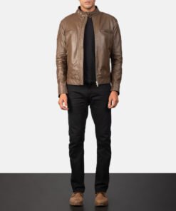 Gatsby Mocha Leather Biker Jacket