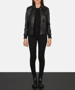 Women's Westa A-2 Black Leather Bomber Jacket